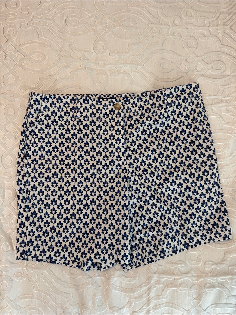 Talbots Navy and White Floral-Pattern Shorts